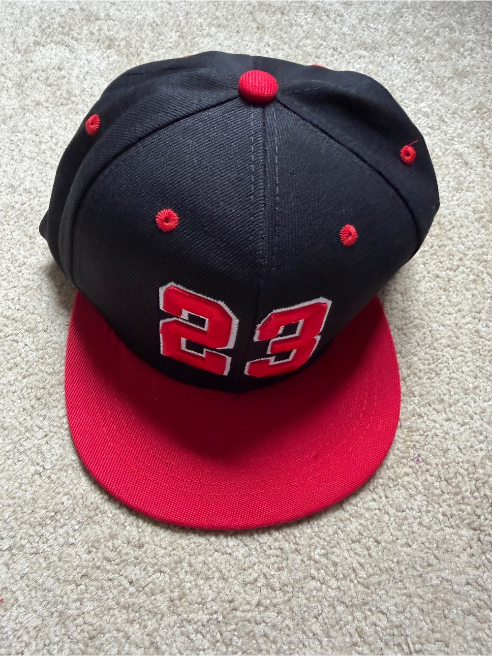 Black Red Snapback Hat Cap 23 Embroidered Adjustable Flat - Picture 2 of 5